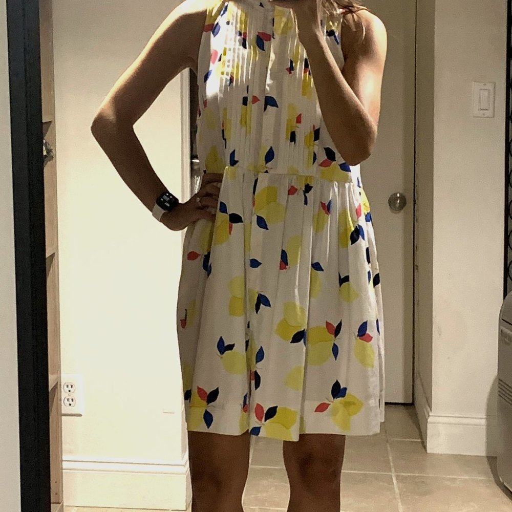 Kate Space White Lemon Print Shirt Dress